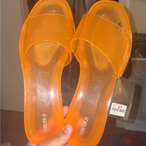 Forever 21 Bright Orange Slide Sandals